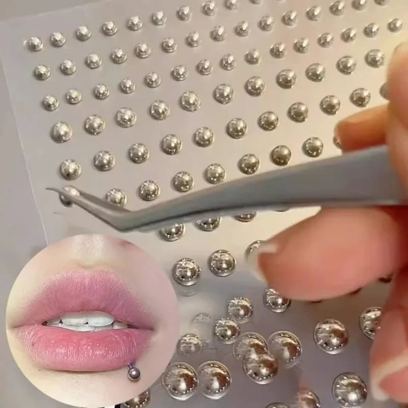 180pcs Non Piercing Lip Nails Sticker Selfadhesive Waterproof Reusable Fake Lip Nail Eyebrow Nose Ring Body Belly Button Jewelry