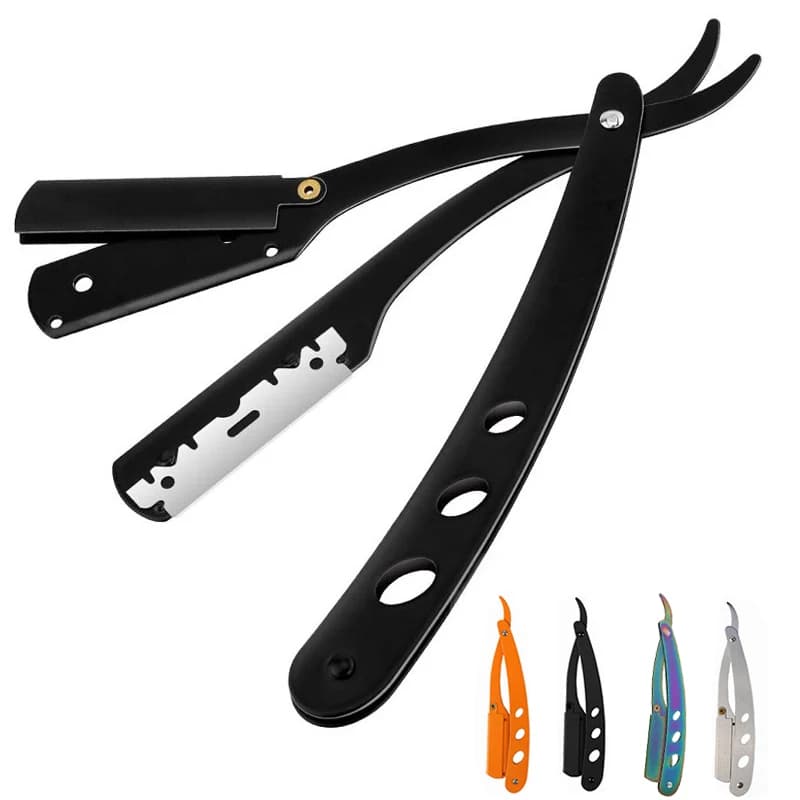 سكاكين حلاقة ذات حافة مستقيمة للرجال ماكينة حلاقة يدوية للعناية باللحية شفرات قابلة للاستبدال هدية للرجال