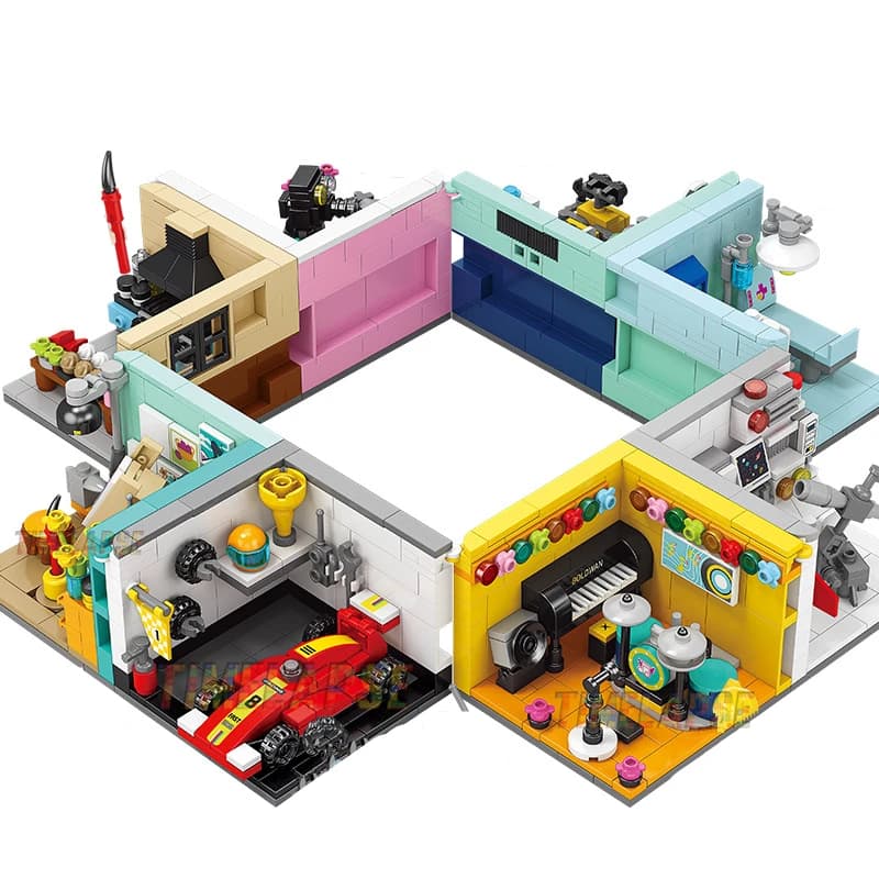 Dreams House Building Blocks Set with Career Figures - Racer Doctor Painter Scientist Model DIY Educational Toy Gift for Kids - 3