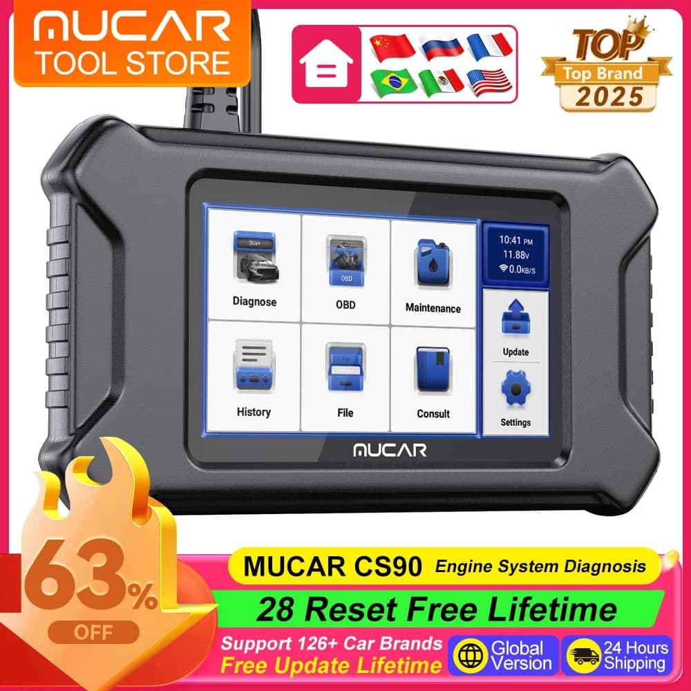 أداة MUCAR CS90 CS4 CS5 CS6 لتشخيص السيارات تحديث مجاني مدى الحياة ماسح ضوئي لتشخيص السيارات قارئ رمز خطأ السيارة