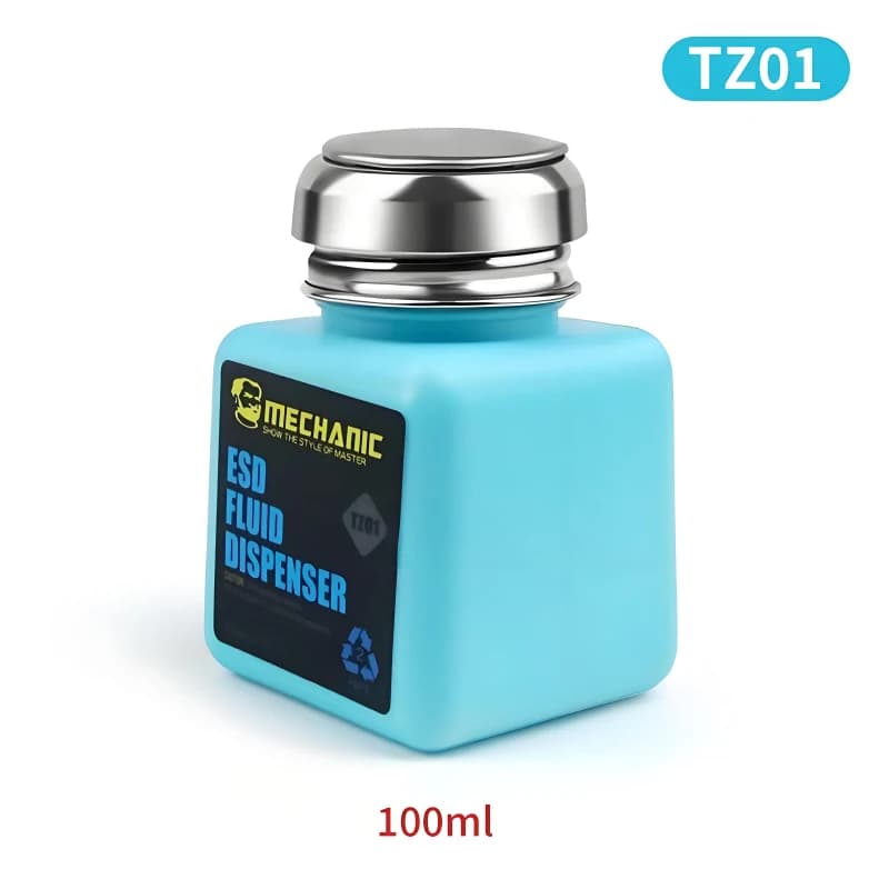 MECHANIC 180ml Metal Cap Liquid Alcohol Bottle Press Pumping ESD Fluid Dispenser Plastic Container For PCB Motherboard Cleaning - 6