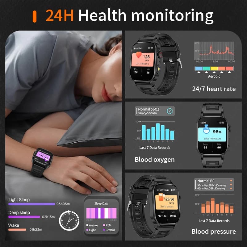 LIGE New Men Smart Watch Flashlight 2.01" HD Large Screen AI Voice Bluetooth Call Sport Watches Health Monitor Smartwatch Women - 3