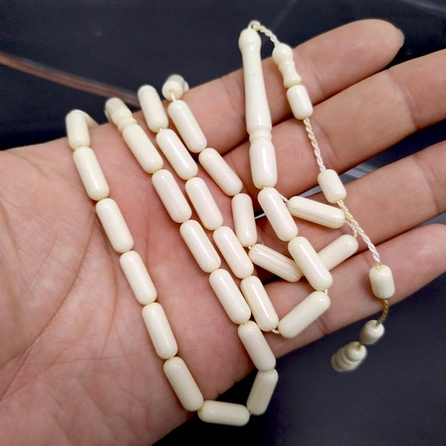 سبحة مسبحة 33 حبة لون عاجي هدية عيد رمضان إكسسوارات يدوية موضة عربية - 2