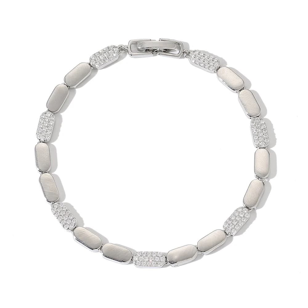 سوار فاخر مرصع بالزركونيوم مشرق ولامع، مجوهرات نسائية CN8105-SL هدية عيد الميلاد - 4