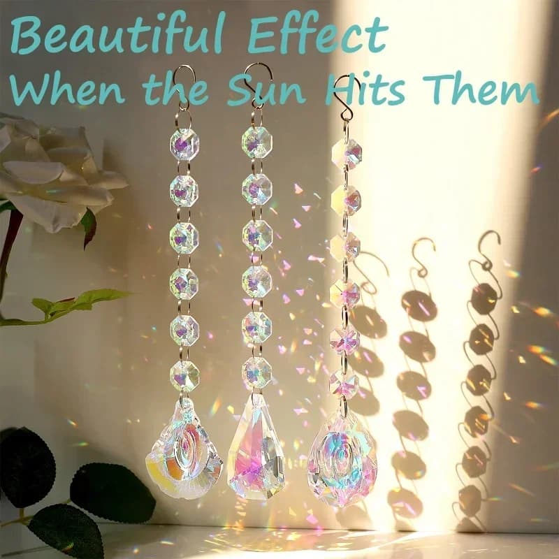 1PCs Crystal Suncatcher AB Color Rainbow Chaser Curtain Pendant Sun Catcher Glass Prism Outdoor Window Home Garden Decor - 5