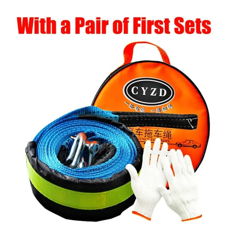 5m 8Tons Heavy Duty Car Tow Rope Auto Emergency Safety Towing Rope Cable Wire With Hooks High Strength Nylon For Car Emergency - 6