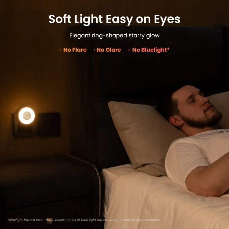 YEELIGHT Plugged in Mini Night Light Warm White 220V with Light Sensing Mode Type-C Charging Port 0.25W Low Power 2700K EU Plug - 2