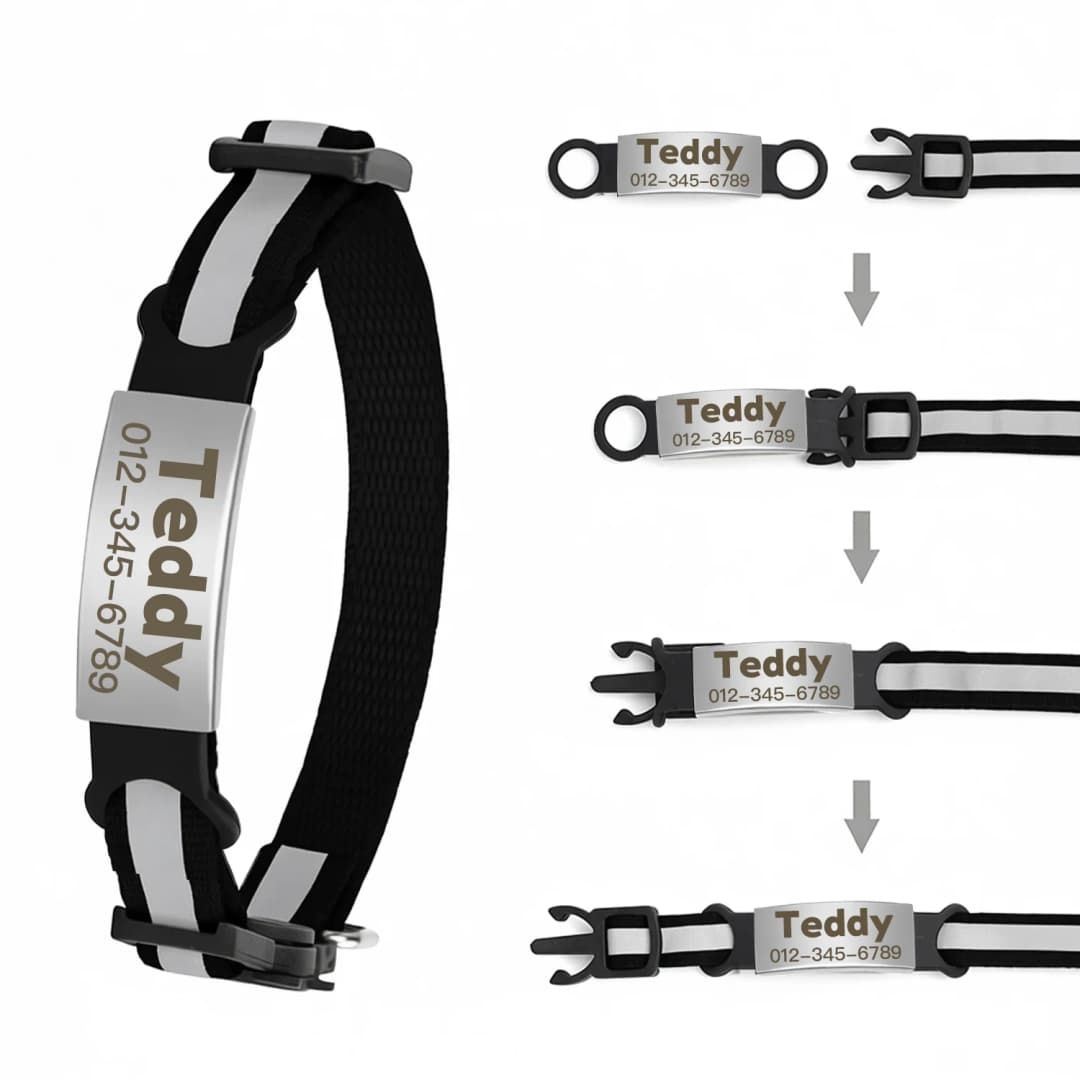 Customized Pet Collar Reflective Cat Collars Free Engraved Puppy Kitten Pet ID Nameplate Necklace With Bell Anti-lost For Cats - 3