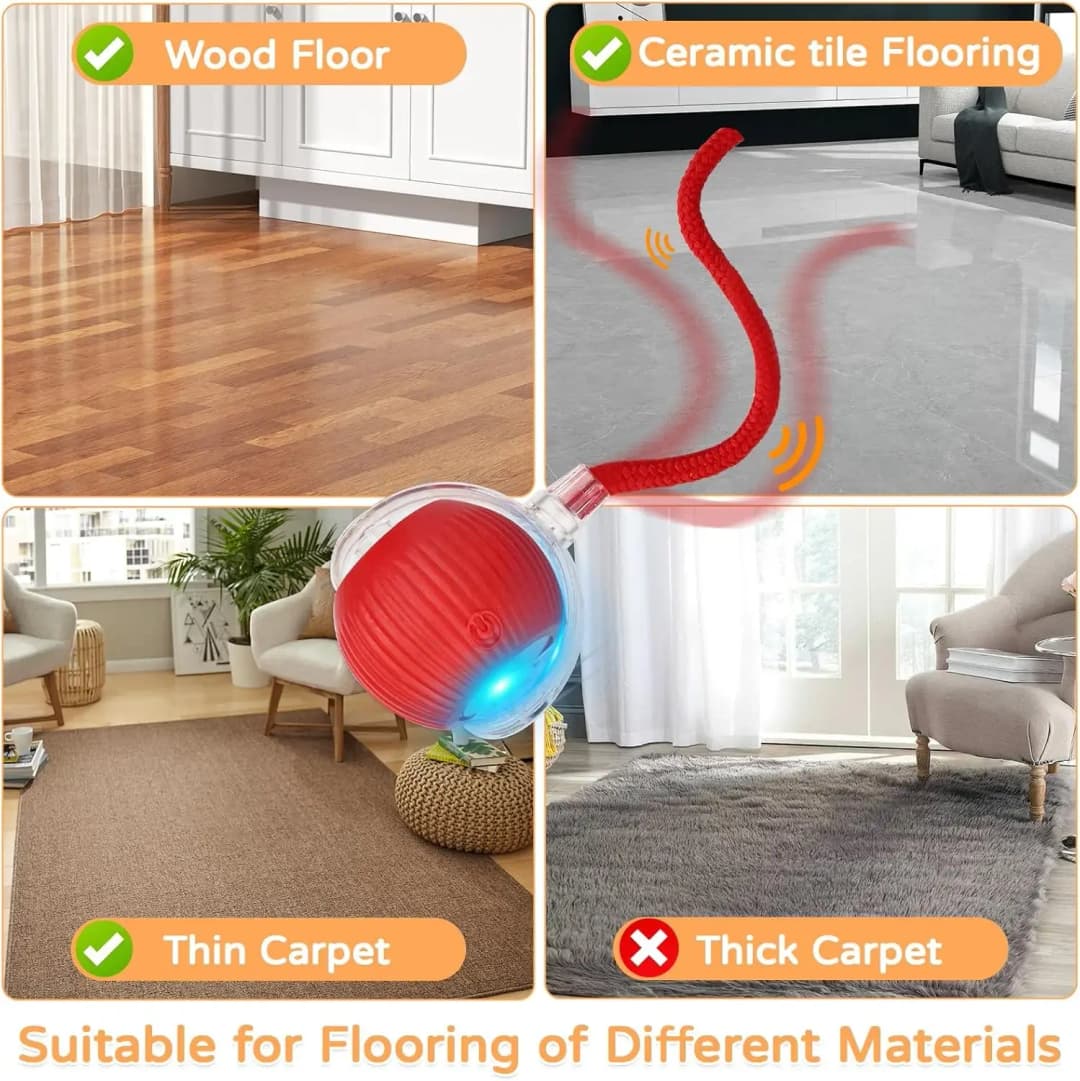 Cat Interactive Ball Toy Automatic Rolling Ball Faux Tail Rechargeable Smart Pet Electric Toy Dog Cat Training Imitate Mouse - 5