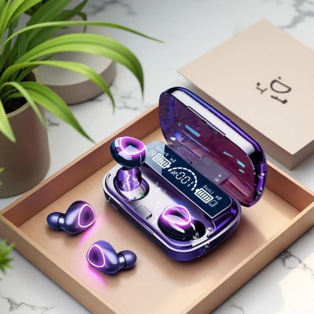 سماعات بلوتوث TWS جديدة، سماعات LED عرض بدون استخدام اليدين، سماعات بلوتوث هاي فاي ستيريو للموسيقى اللاسلكية لجميع الهواتف الذكية