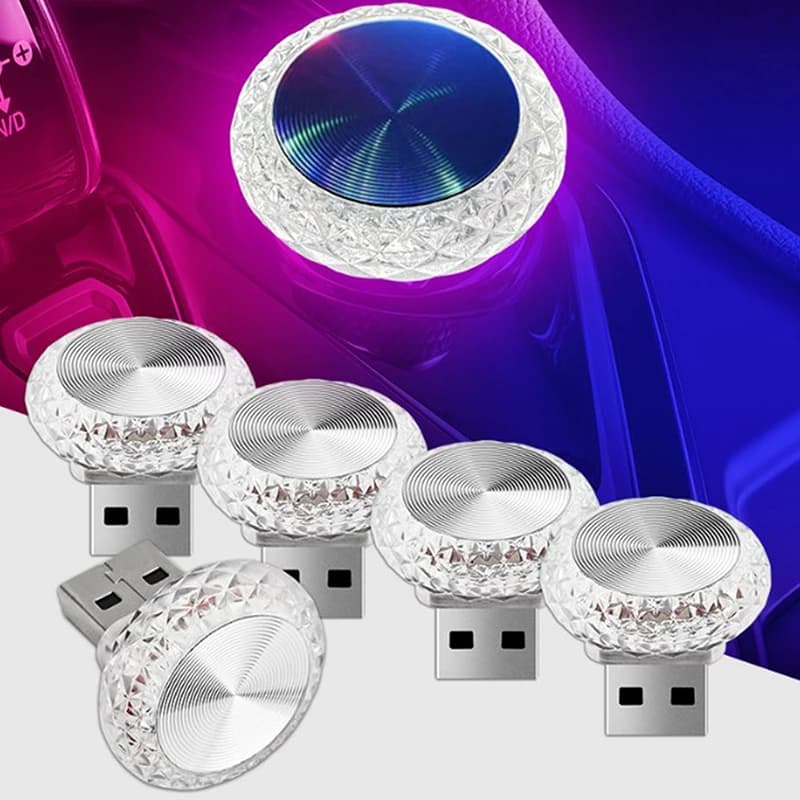 مصباح محيط USB محمول للسيارة، مصباح LED صغير، إضاءة جو زخرفية، داخلية، بيئة، إضاءة كمبيوتر، تشغيل المكونات - 2