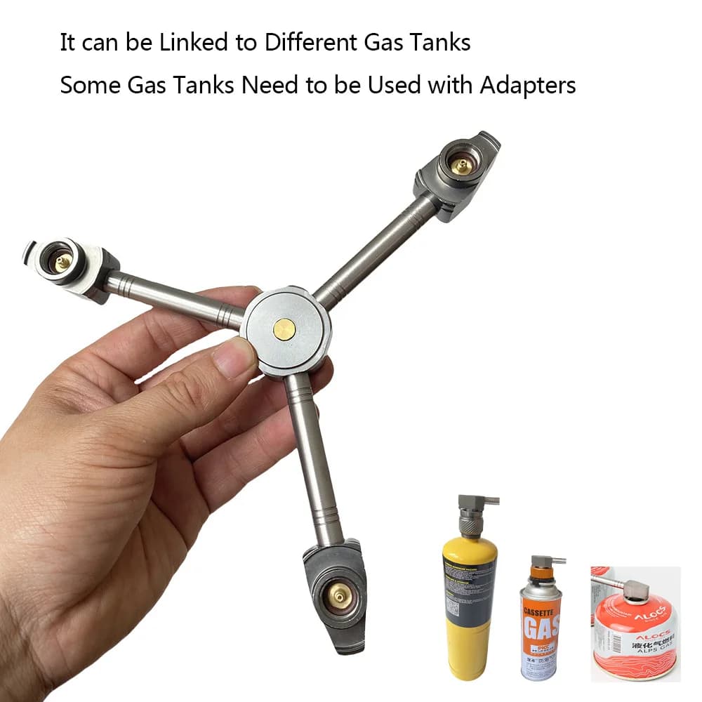 3 in 1 Butane Adapter Extension Split Furnace Adapter E-Three Outputs Gas Tank Conversion Head Gas Distributor Conversion Head - 2