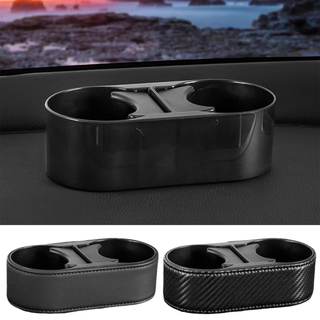 حامل مشروبات مزدوج للسيارة، حامل أكواب ثابت للسيارة، منظم وحدة التحكم، حامل مشروبات مقاوم للانزلاق للسيارة