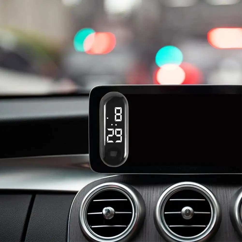 ساعة رقمية للسيارة مع ملصقات شخصية، شاشة LCD، إضاءة خلفية، ملحقات G2M2 - 5