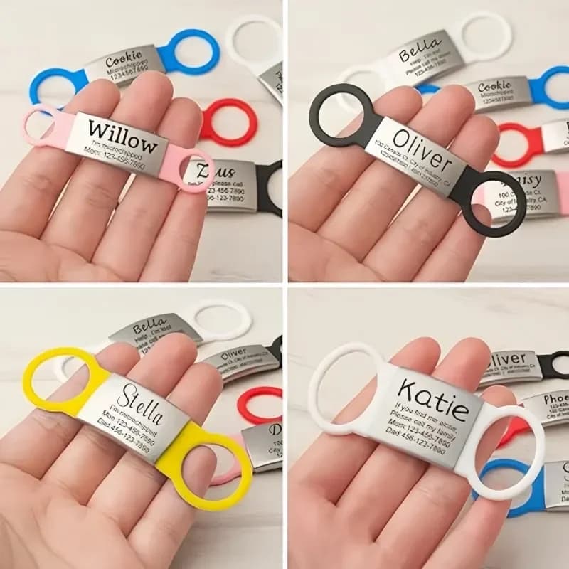 Custom Cat Dog ID Personalized Pet Collar Tag Engraving Charm Name Pendant Bne Necklace Puppy Key Ring Pet Accessories - 4