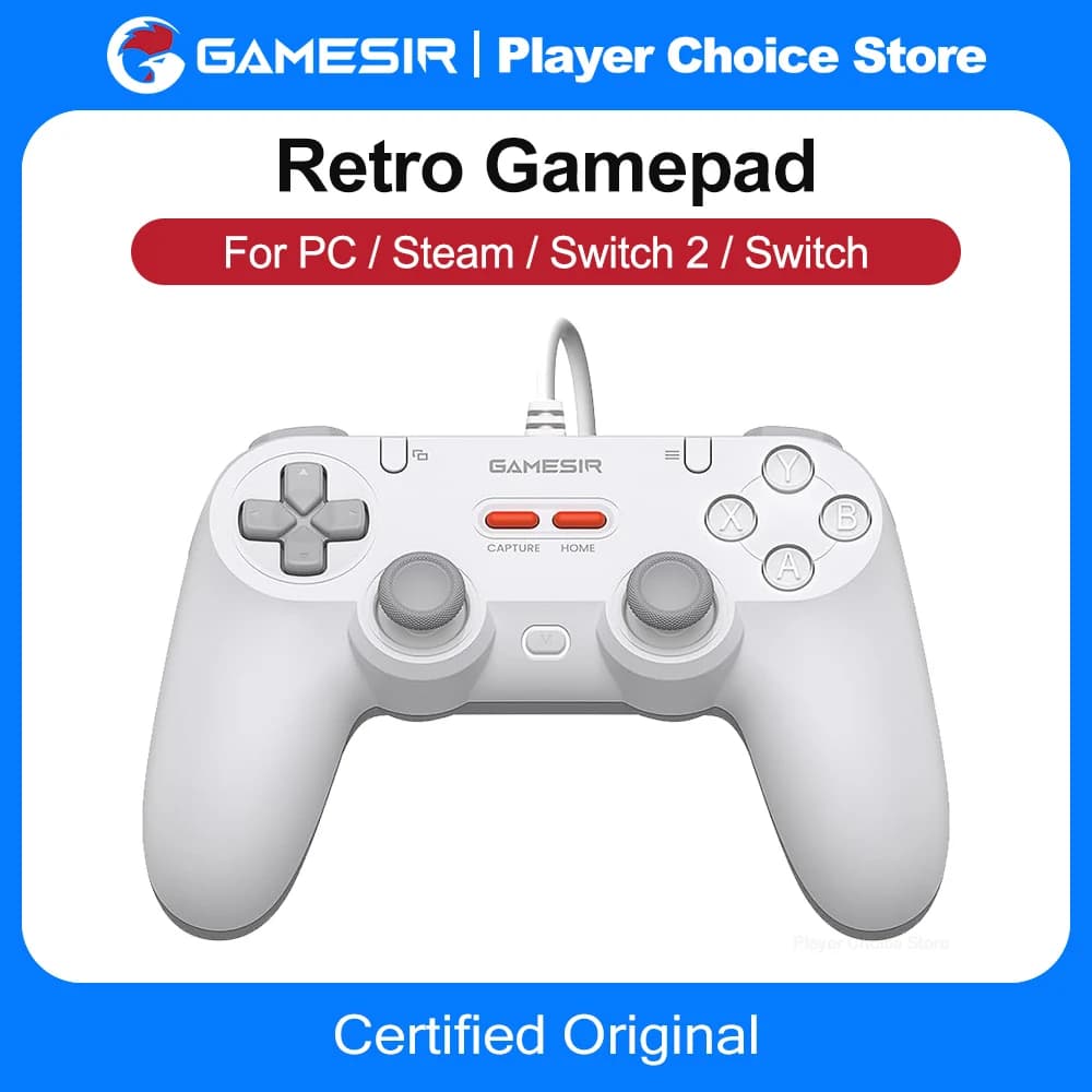 GameSir Retro Wired Gamepads for PC Steam Switch 2/1 Controller Tegenaria Lite Controle Hall Effect stick 1000Hz Polling Rate