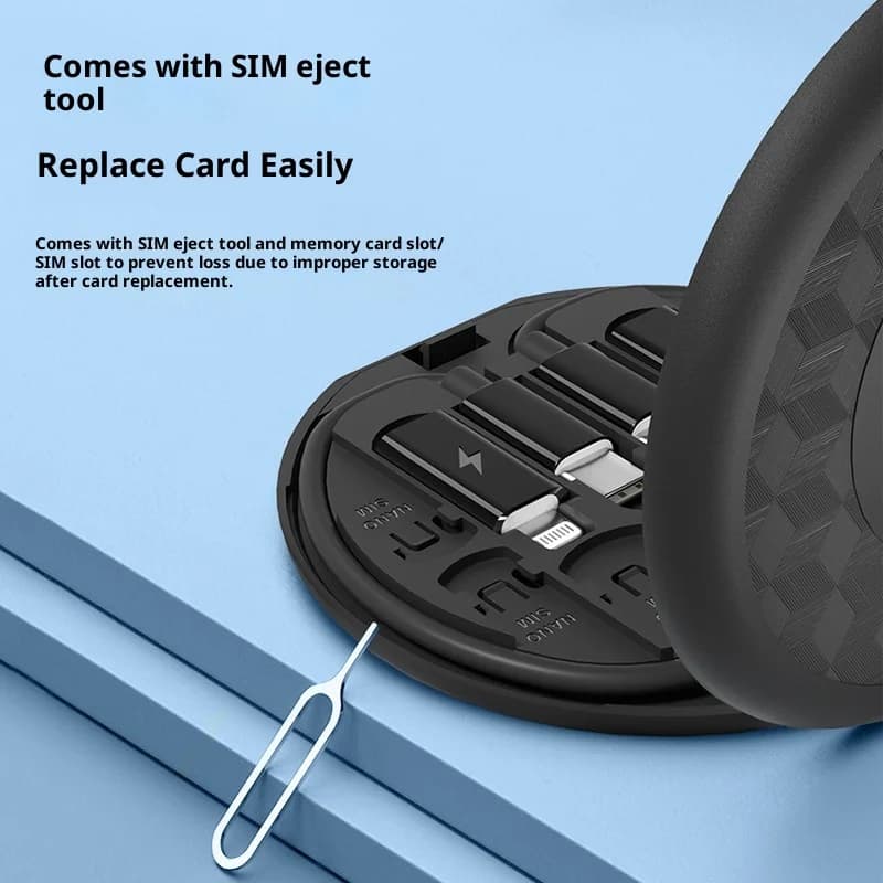 كابل بيانات شحن سريع متعدد 4 في 1 بقدرة 60 وات من النوع C USB-C مايكرو USB سلك شاحن البرق مع صندوق تخزين وحامل هاتف - 2