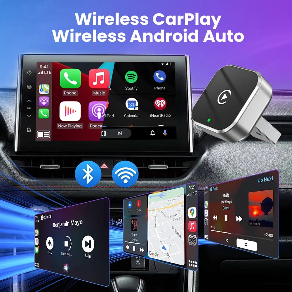 محول 2025 اللاسلكي CarPlay Android Auto USB Dongle صندوق صغير ذكي تشغيل فوري 5G واي فاي بلوتوث لـ 98% من سيارات Carplay السلكية - 3