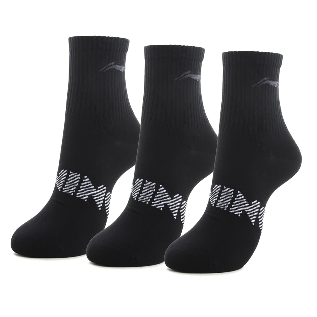 Li-Ning Unisex Sports Style Men Women 3Pairs Socks 24-28cm Breathable LiNing Letters Comfortable Sport Sock AWSU023 - 4