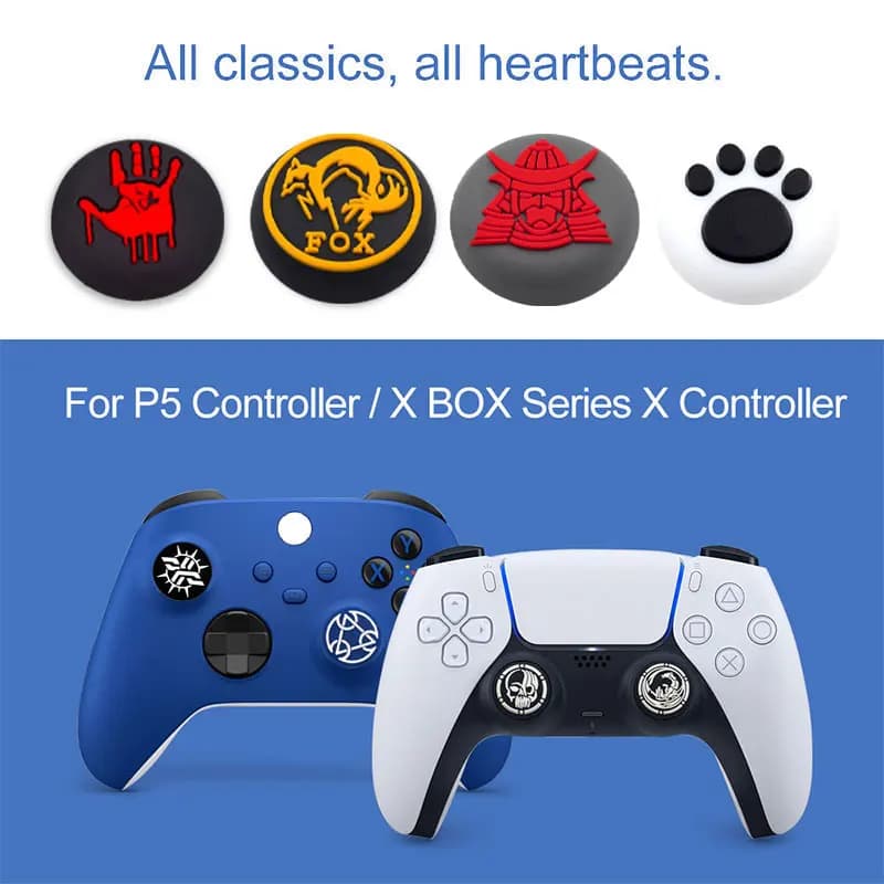 2 قطعة أغطية قبضة سيليكون ناعمة لعصا التحكم Xbox One، متوافقة مع Sony PlayStation 5/4، PS5/PS4، Xbox Switch Pro - 3