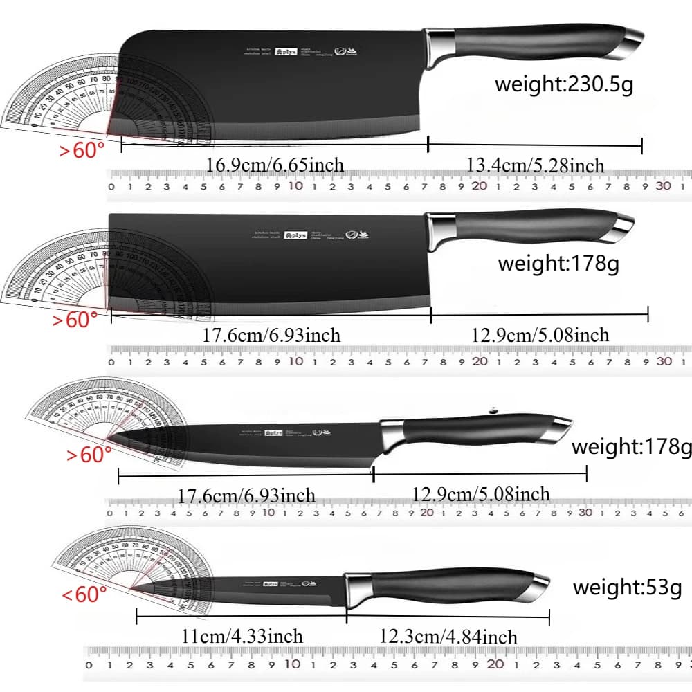 6pcs Kitchen Knife Set with Knife Holder High-grade Black Steel Knife Set Gift Knife Stainless Steel Kitchen Utensils Household - 6