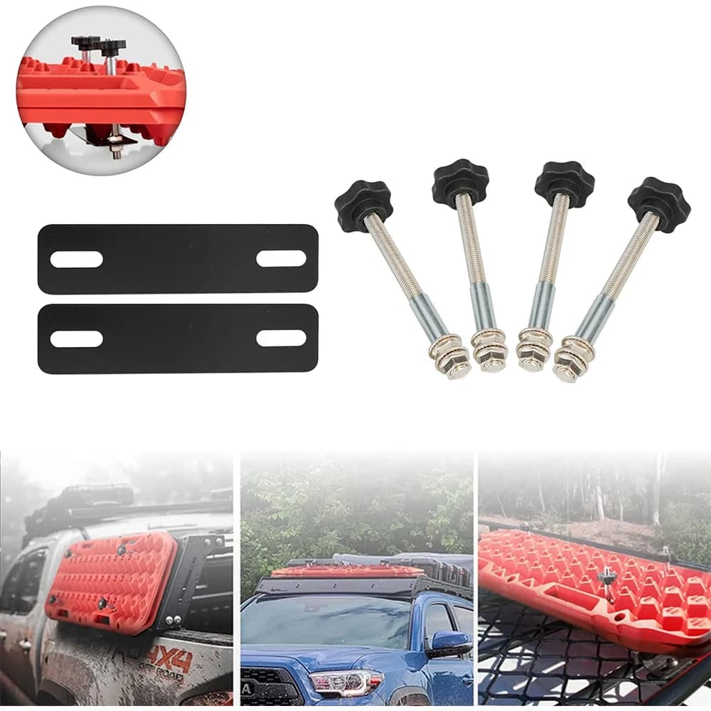 For All Recovery Tracks with 4.72"-6.69" Hole Spacing Universal Track Mounting Pins Base Plates Kits For Traction Boards Kit - 3