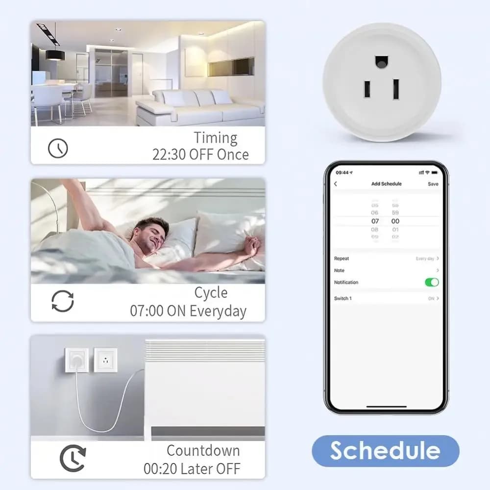 Tuya Smart Wifi Plug US Standard Wireless Outlet 10A Remote Control Smart Home Appliances Work With Alexa Google Home - 5