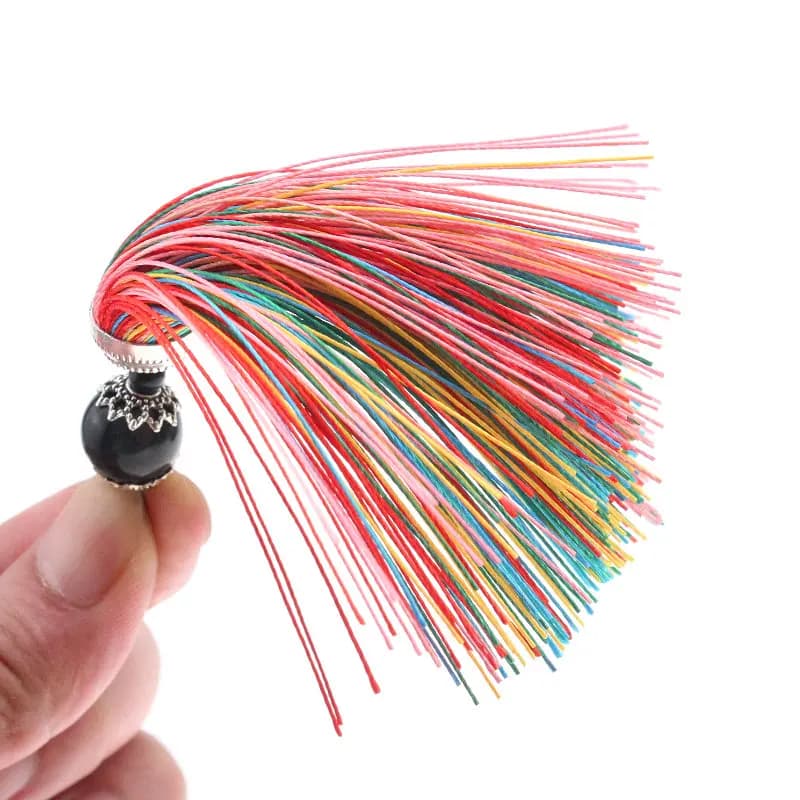 2Pcs Silk Tassel Fringe Brush Hanging Rope Beads Tassel Fringe Trim Pendant 9.8cm For Curtains Embellish Jewelry DIY Home Decor - 3