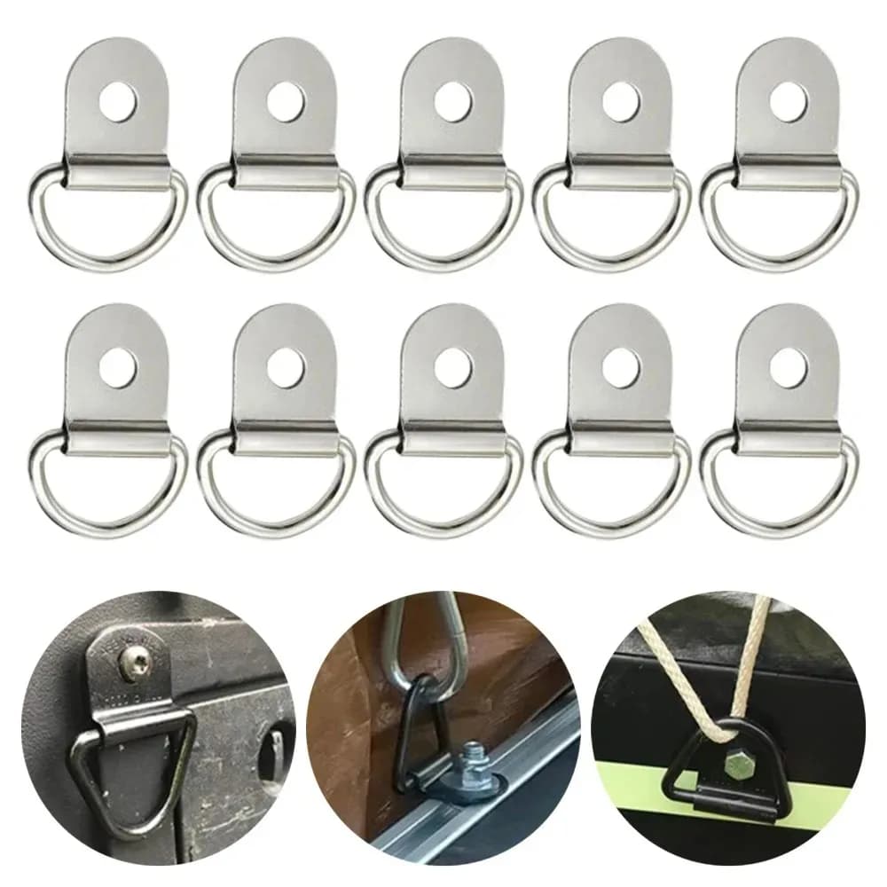 10Pcs D Rings Tie Down Anchors Ring Pull Hook Iron Lashing Ring Load Fit for For Car Truck Trailer RV Van Boat Cargo Accessories - 5