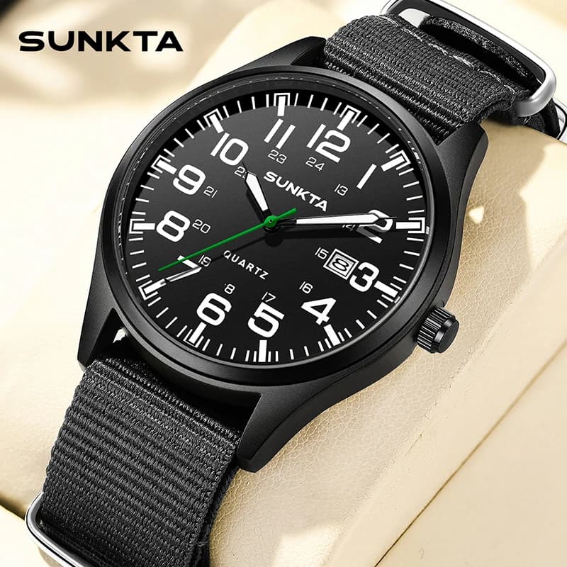 LIGE SUNKTA Fashion Luminous Watches for Men Casual Military Nylon Strap Waterproof Arabic Numerals Quartz Big Dial Watch Men - 6