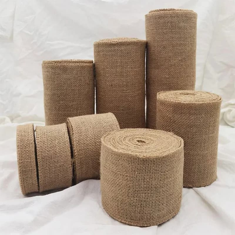 10/5/2/1Meter Natural Burlap Ribbon Jute Fabric Ribbon for Gift Wrapping DIY Craft Wedding Home Decor 2/3/4/5/6/8/10/15cm Wide - 6