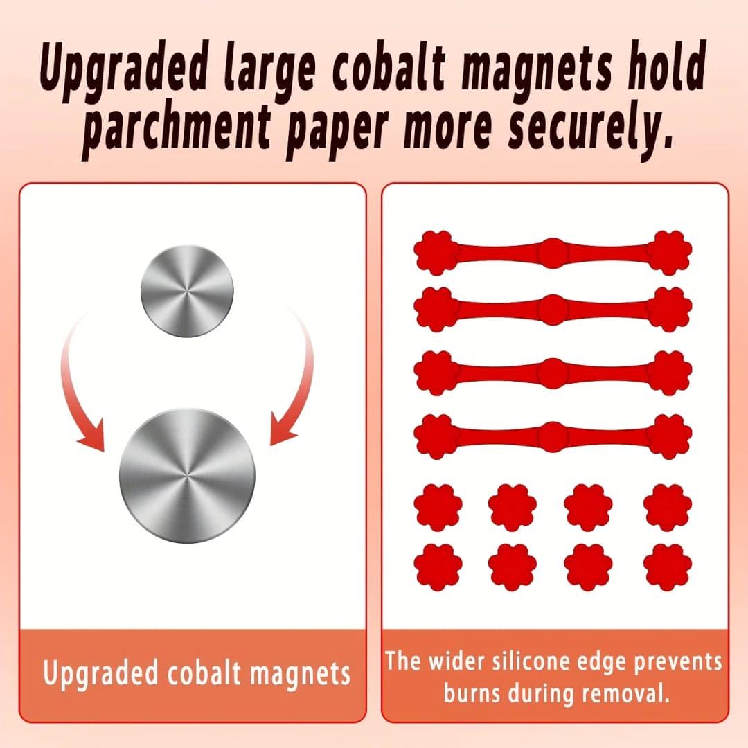 1/2 مجموعة مشبك سيليكون مغناطيسي لفرن الهواء الساخن لتثبيت ورق الزبدة قفل بطانات يمكن التخلص منها لمنع احتراق الورق - 6