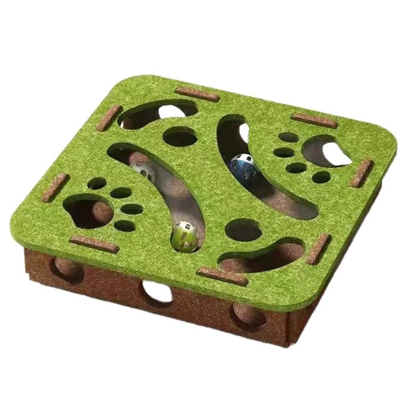 لعبة ألغاز القطط لعبة تمارين القطط مع كرة صندوق ألغاز من اللباد ألعاب ترفيه رياضية داخلية للقطط المنزلية - 6