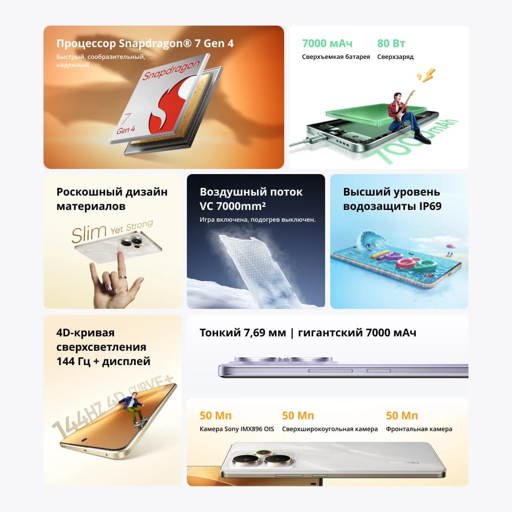 هاتف realme 15 برو 5G الذكي بمعالج Snapdragon 7 Gen 4 وكاميرا ثلاثية 50 ميجابكسل وشاشة AMOLED مقاس 6.8 بوصة بمعدل تحديث 144 هرتز و4D Curve+ وبطارية 7000 مللي أمبير - 2