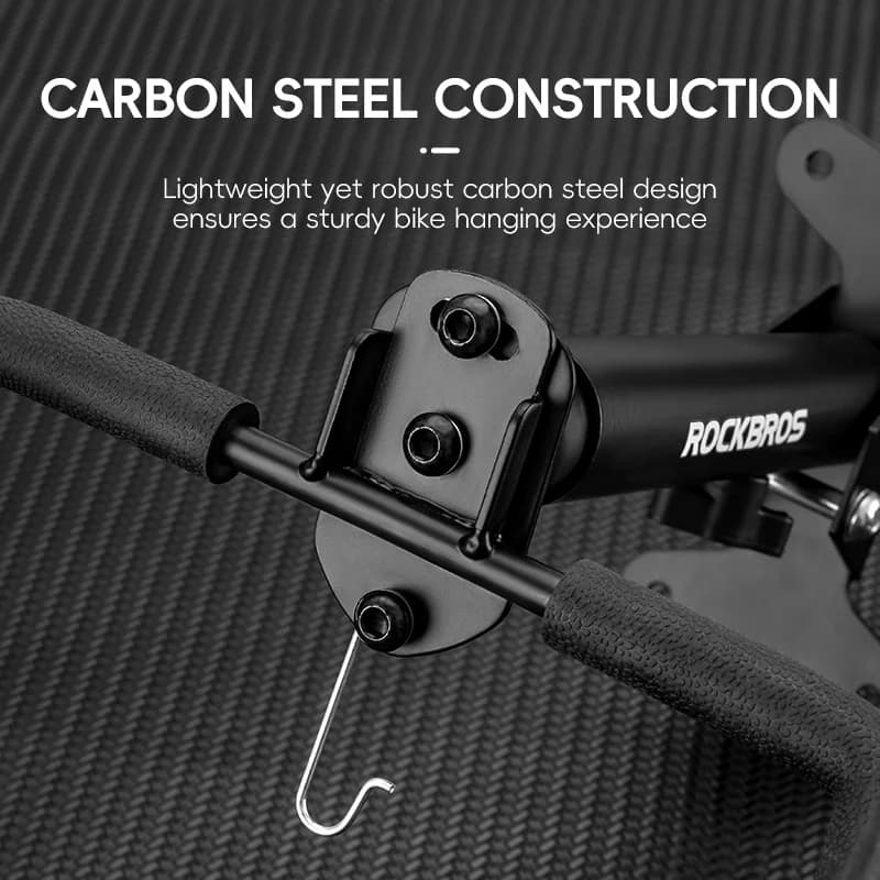 رف دراجات جداري من ROCKBROS، قابل للتعديل، رف دراجات أفقي، خطاف دراجات، معزز وسميك، حامل دراجات جبلية وطرق - 3