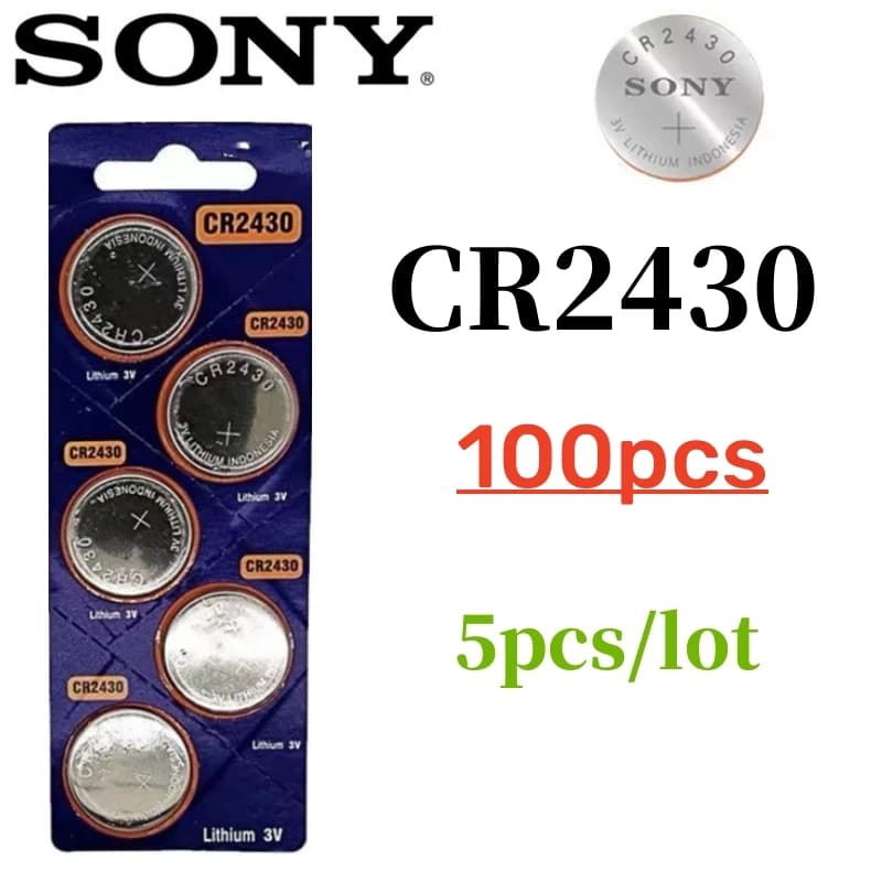 5-200PCS Original SONY CR2430 Lithium Battery DL2430 BR2430 Button Coin Batteries for Key Fob Watch Alarm Clock Remote Control - 5