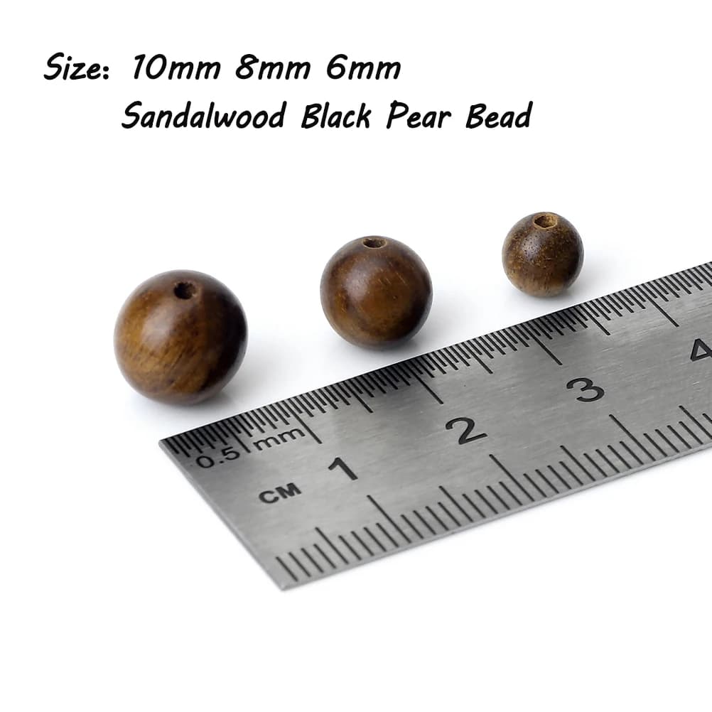 Wooden Buddha Beads 6 8 10MM Natural Black Pear Rosary Meditation Yoga Jewelry Making Diy Healing Bracelets Necklace Accessories - 6