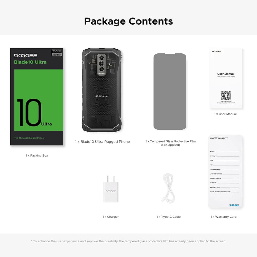 DOOGEE Blade 10 Ultra Smartphone 20GB(8+12) 256GB 50MP 10.7mm thin 6.56'' Display Rugged Cellphone NFC Android 14 Mobile Phone - 6