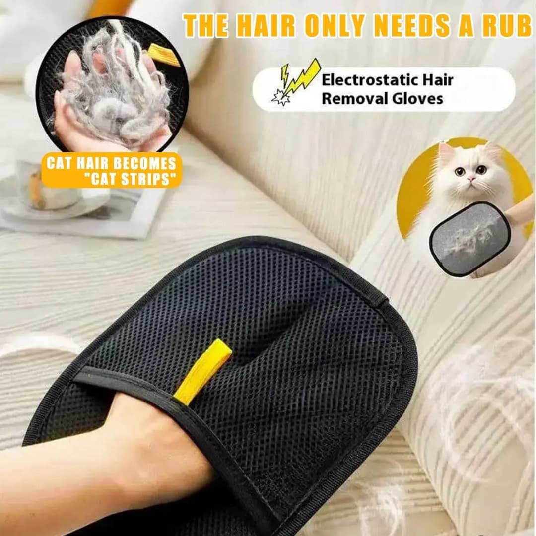Pet Hair Remover Brush Kitten Hair Remover Gloves Deshedding Brush Glove for Dog Cat Double-Sided Fur Hair Cleaning for Carpet - 2