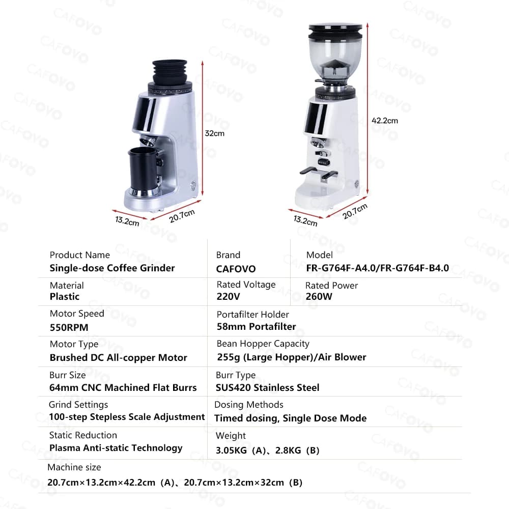 مطحنة قهوة من CAFOVO G764F، 64mm، شفرة مسطحة، 100 مستوى ضبط، قياس الوقت، مطحنة منزلية لمحبي القهوة - 6