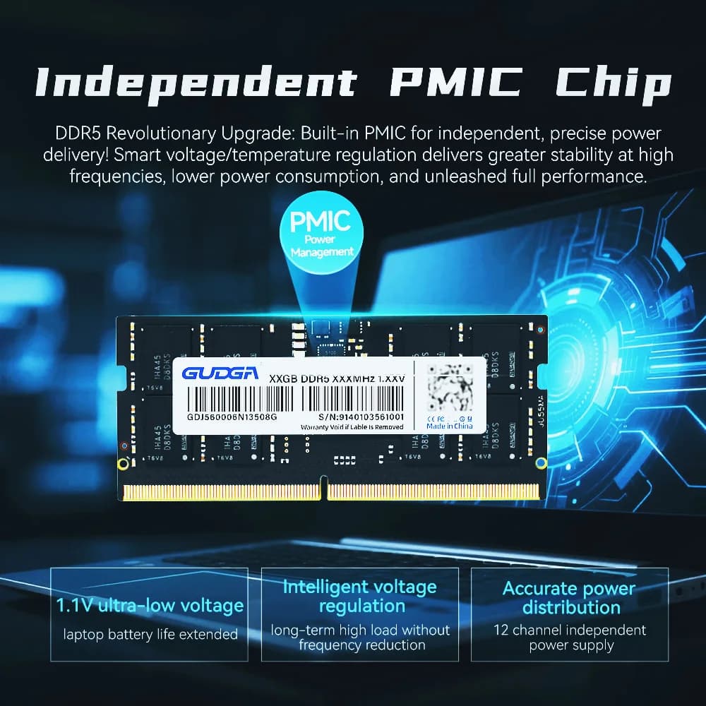 Crucial 8GB/16GB/32GB DDR5 RAM, 5600MHz 4800Mhz Laptop Memory, SODIMM 262-Pin,Upgrade Module  Compatible with Intel&AMD RAMs Min - 2