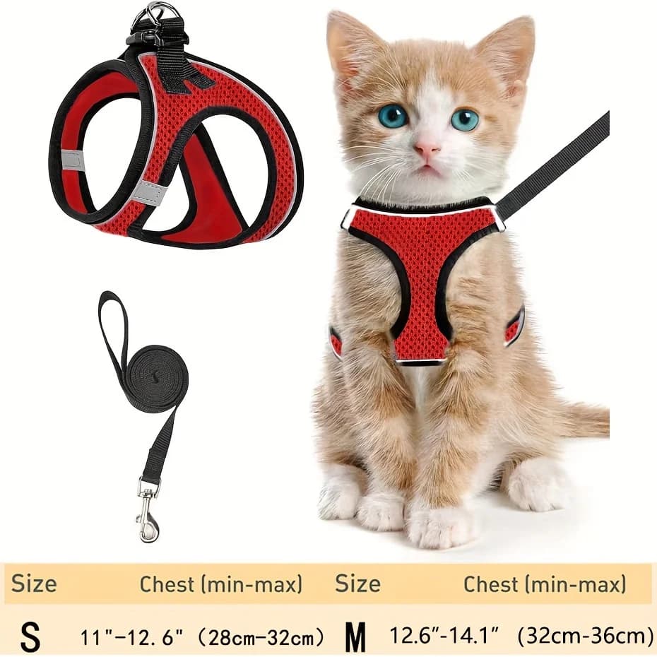 Escape-Proof Cat Harness & Leash Set: Reflective Soft Mesh Vest for Safe Outdoor Adventures with Your Kitten - 3