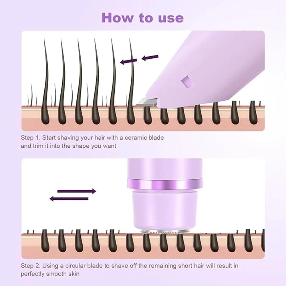 ماكينة حلاقة كهربائية 2 في 1 للنساء ماكينة حلاقة مزدوجة الرأس لقص شعر العانة IPX7 مقاومة للماء للاستخدام الرطب والجاف ماكينة حلاقة بيكيني للجسم - 4