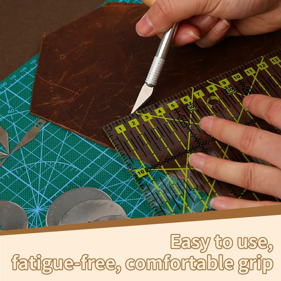 سكين قطع الجلد والنقش على المعادن، مع شفرات متعددة، لنحت الخشب والفواكه والحرف اليدوية - اصنعها بنفسك - 4