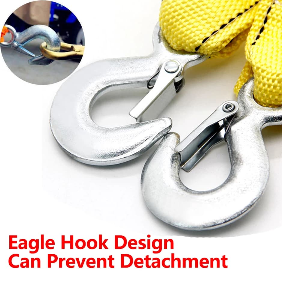 كابل سحب السيارة واجب ثقيل 5 طن حبل مقطورة حبل سحب حبل خطاف هوك فان طريق استرداد اكسسوارات السيارة - 3