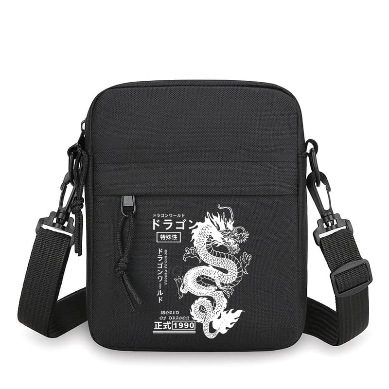 Men's Shoulder Bag Japanese Style Vintage Dragon Small Crossbody Bags Man Fashion Zipper Mini Mobile Phone Bag Fun Messenger Bag