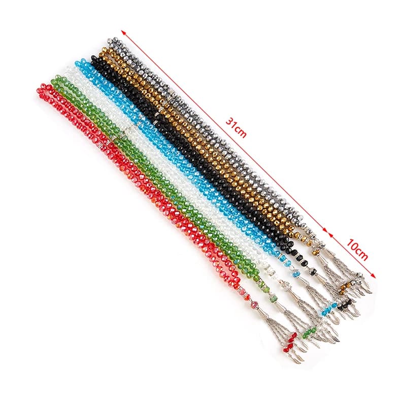 8 مللي متر 99 الخرز كريستال سبحة صلاة كريستال أساور تسبيح تسبيح مصباح سوار الإسلامي مسلم سوار ذاتي الصنع مجوهرات - 6