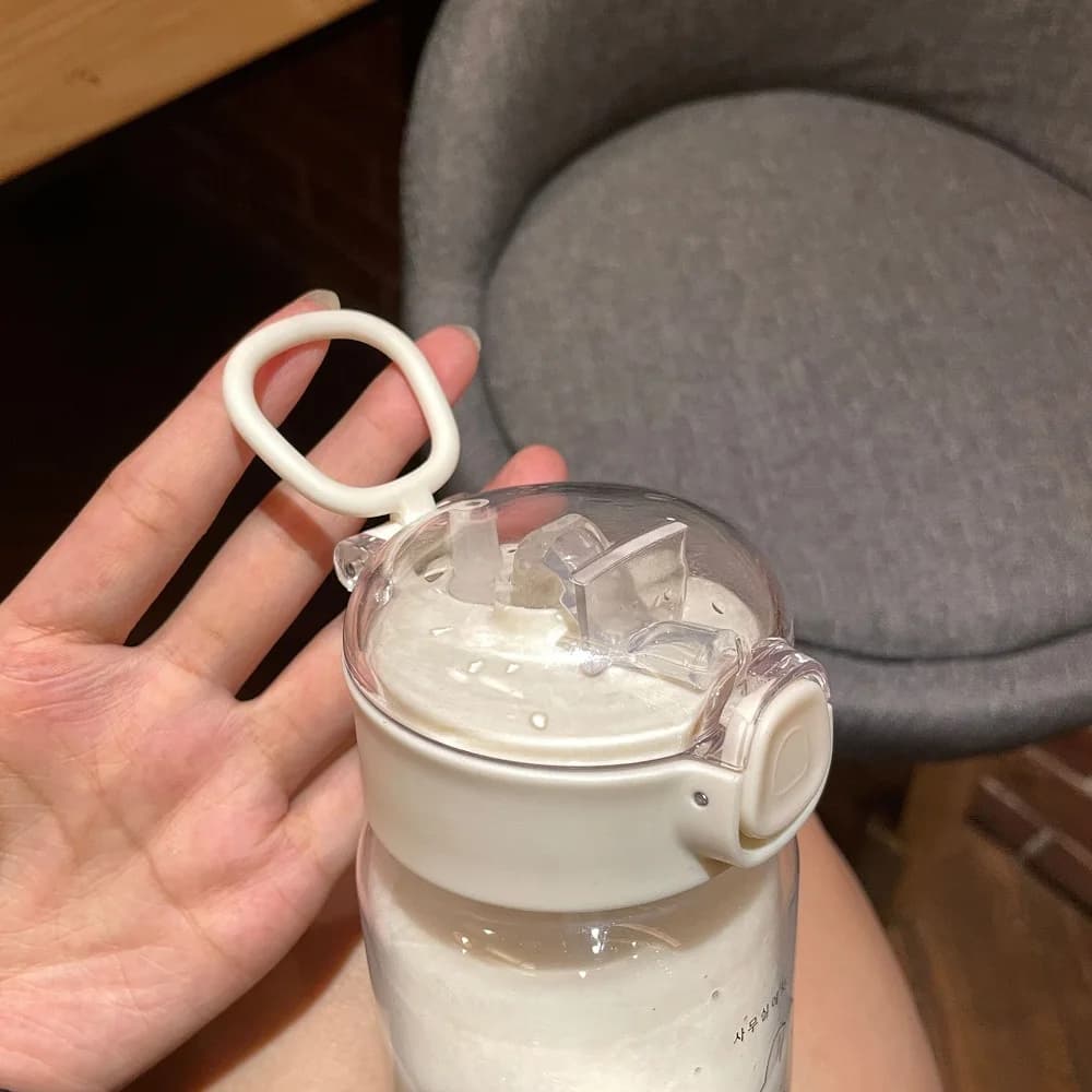1PC Transparent Simple Sports Water Cup PC Plastic Bouncing Straw Portable Drop resistant Cup Creative water bottle sports hydr - 2