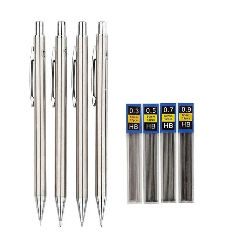 Full Metal Mechanical Pencil Set 0.3 0.5 0.7 0.9 1.3 2.0mm HB Automatic Pencil With Leads,for Art Drawing Writing Sketchin - 6