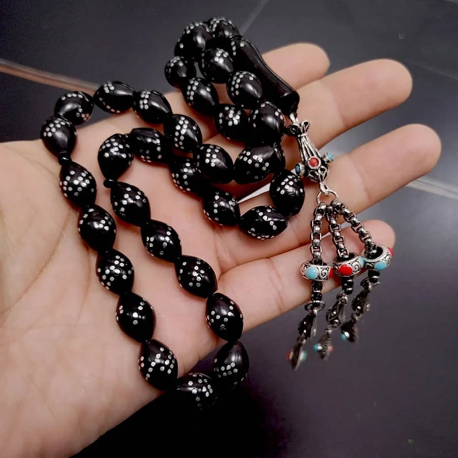 2026 جديد سبحة كوكا طبيعية فاخرة سوداء سوار مسبحة خرز صلاة هدية عيد رمضان إكسسوارات تركية - 2